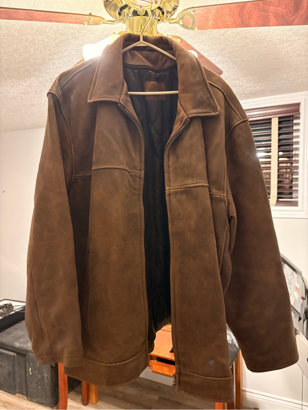 Men's Brown Suede Zip-Front Jacket